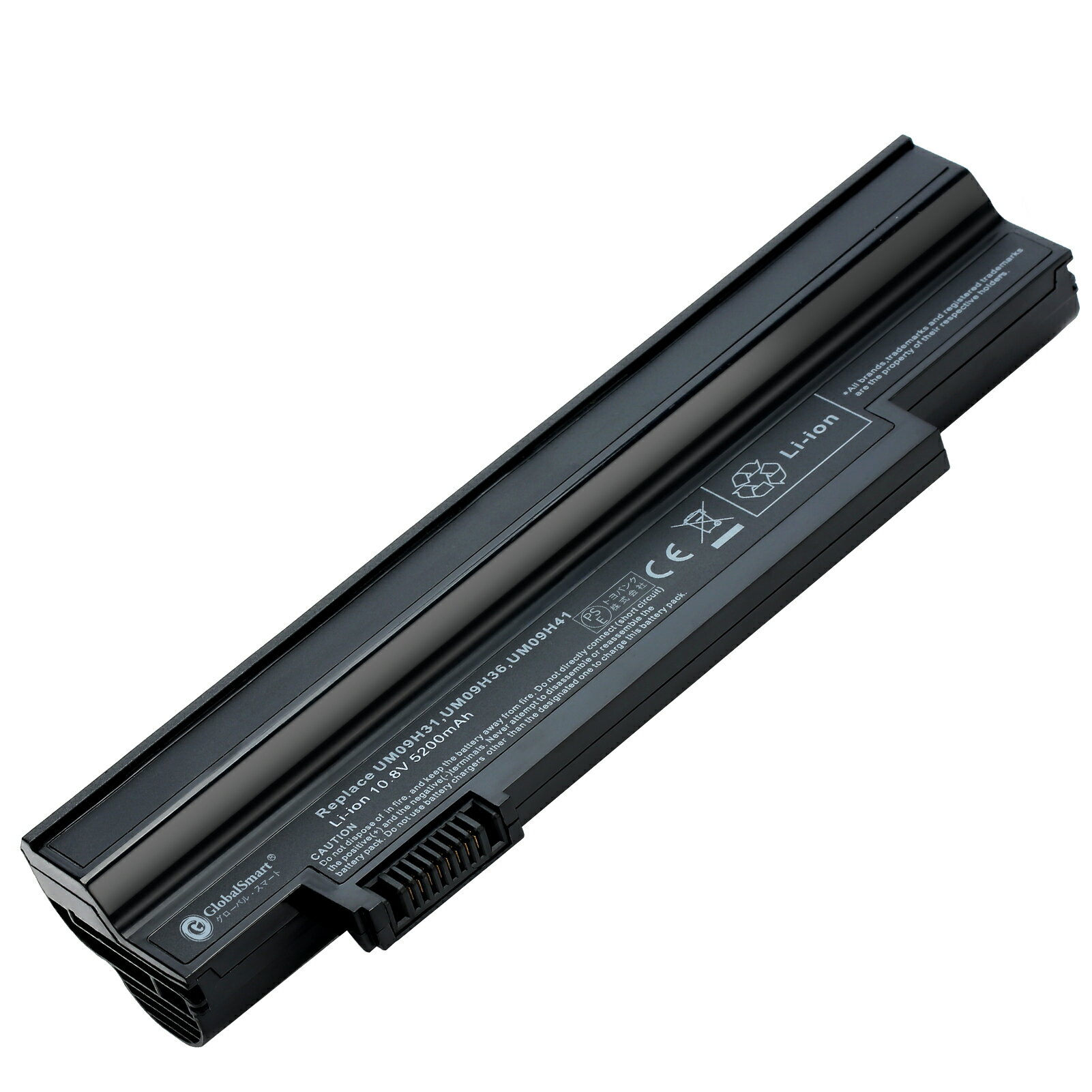 Globalsmart 新品 ACER Aspire One AO532G 互換バッテリー【5200mAh 10.8V】対応用 1年保証 高性能 PSE認証 互換バッテリパック XDY