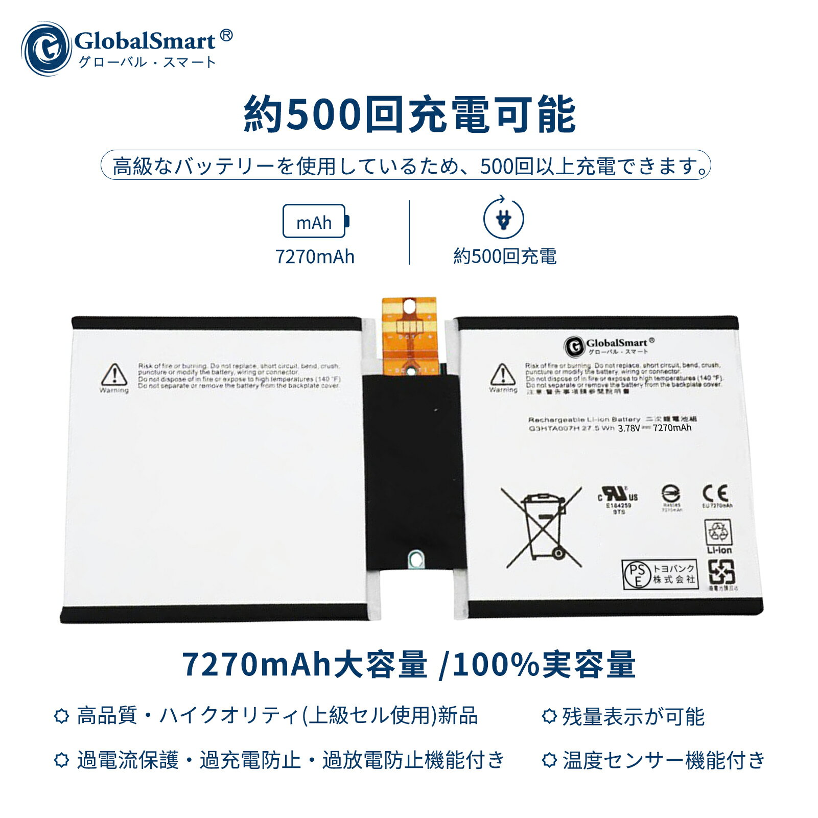 Globalsmart 新品 Surface G3HTA007H 互換バッテリー【7270mAh 3.78V】対応用 1年保証 高性能 PSE認証 互換バッテリパック XDY 2