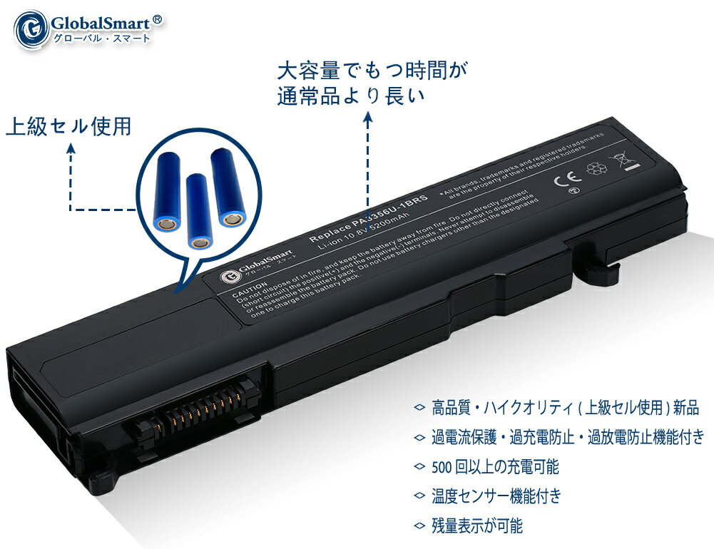 【増量】TOSHIBA 東芝 ToshibaQosmio F20 【5200mAh】 ブラック 対応用 GlobalSmart 高性能 ノートパソコン 互換 バッテリー 【日本国内倉庫発送】【送料無料】