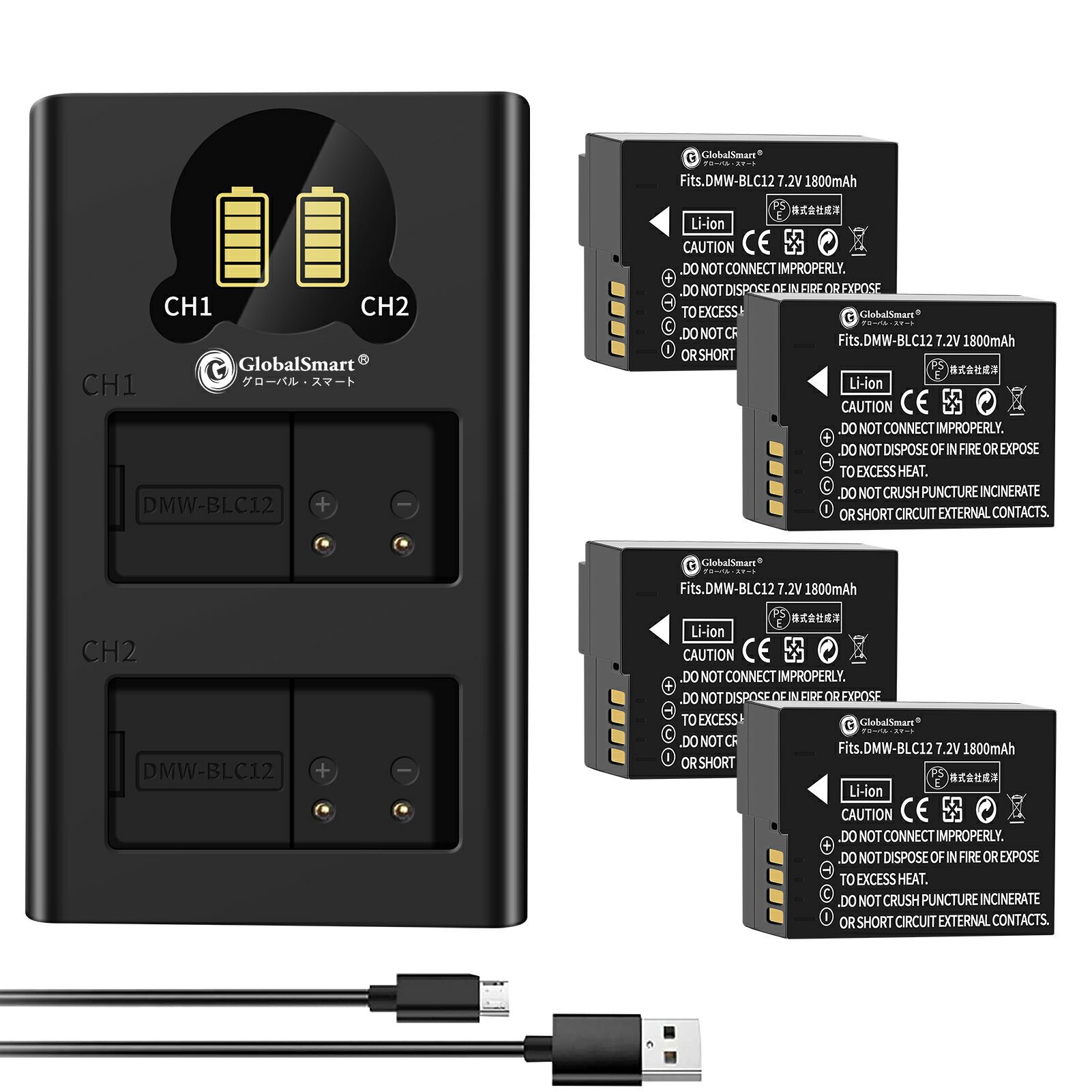 【USB充電器と電池4個】Globalsmart DMC-F