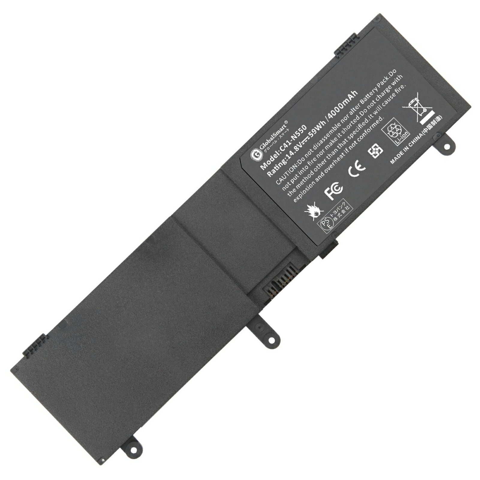 Globalsmart 新品 ASUS Q550L 大容量互換バッテリパック【4000mAh 15V】対応用 1年保証 高性能 PSE認証 互換バッテリー