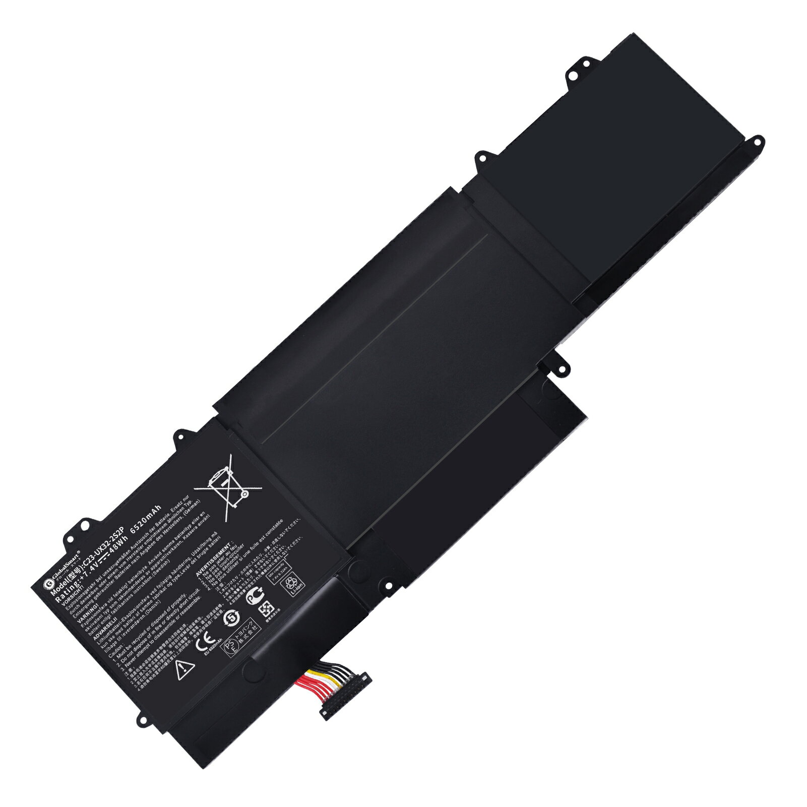 【新品1年保証】Asus UX32VD 対応用 互換バッテリー【6520mAh 7.4V】GlobalSmart高性能 ノートパソコン 交換バッテリー PSE認証済み