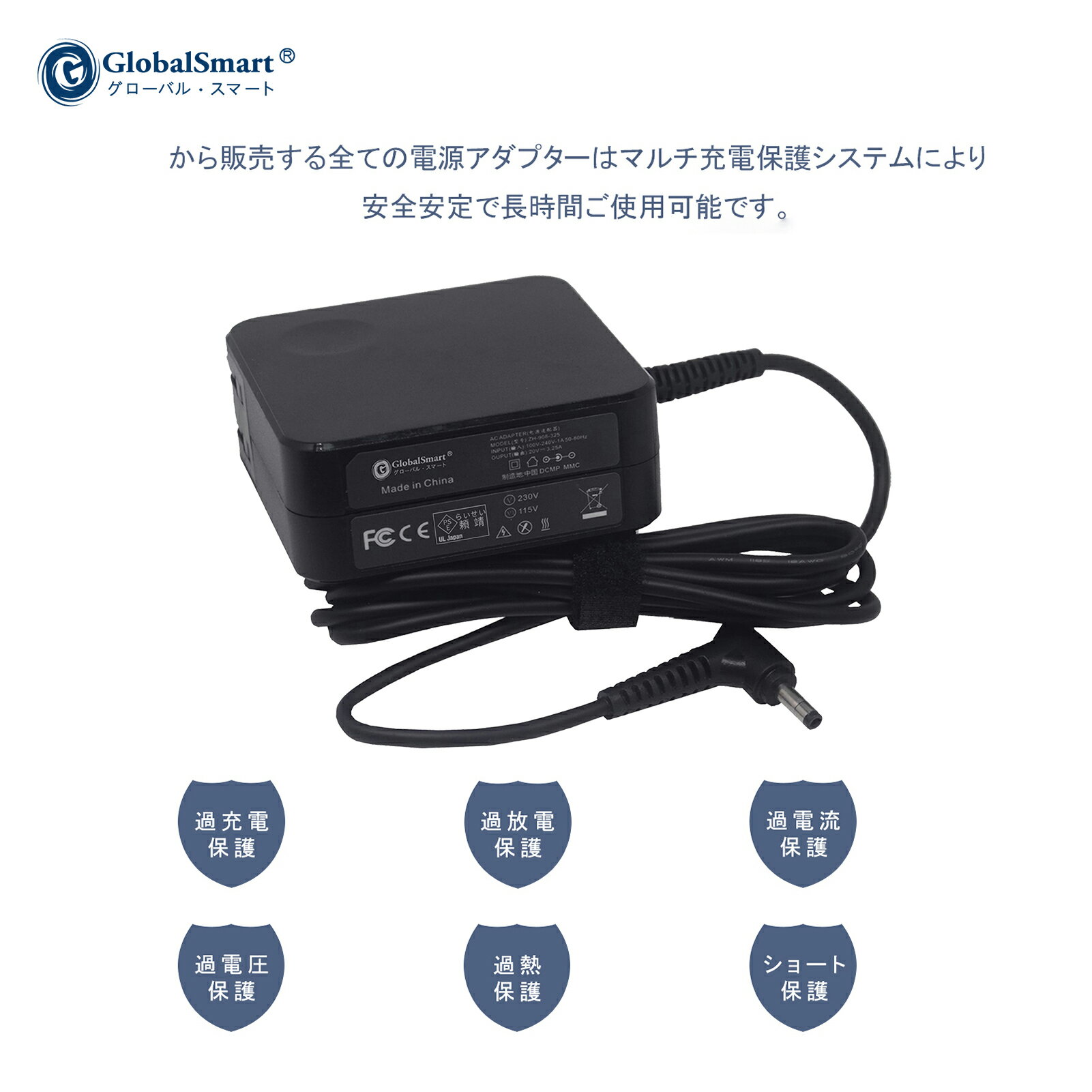 Globalsmart 新品 LENOVO E560 交換電源アダプター 20V 3.25A 対応 WKK 充電器 65W アダプター 2