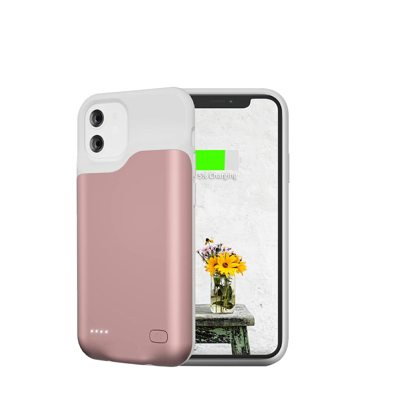 ケース型バッテリー iPhone 11 対応 薄型バッテリーケース 6000mAh シリコン ケース 耐衝撃 バッテリー内蔵ケース 充電ケース 急速充電 携帯充電器 旅行用 ピンク 保護ケース