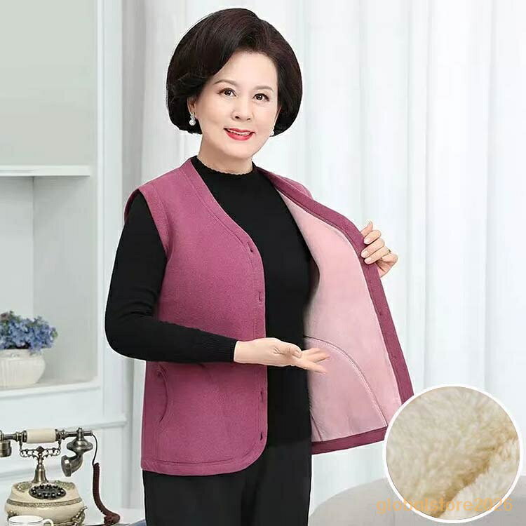 【楽天スーパーSALE】裏起毛 シニア シニアファッション メンズ 60代 レディース 秋冬 80代 ベスト シニア 90代 前開き ボアベスト ポケット付き 厚手 おじいちゃん globalstore2026-10008831 GLOBALSTORE楽天市場店 サンプル画像3