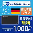 ドイツ wifi レンタル 超大容量プラン 1日 容量 1.1GB 4G LTE 海外 WiFi ルーター pocket wifi wi-fi ポケットwifi ワイファイ globalw..