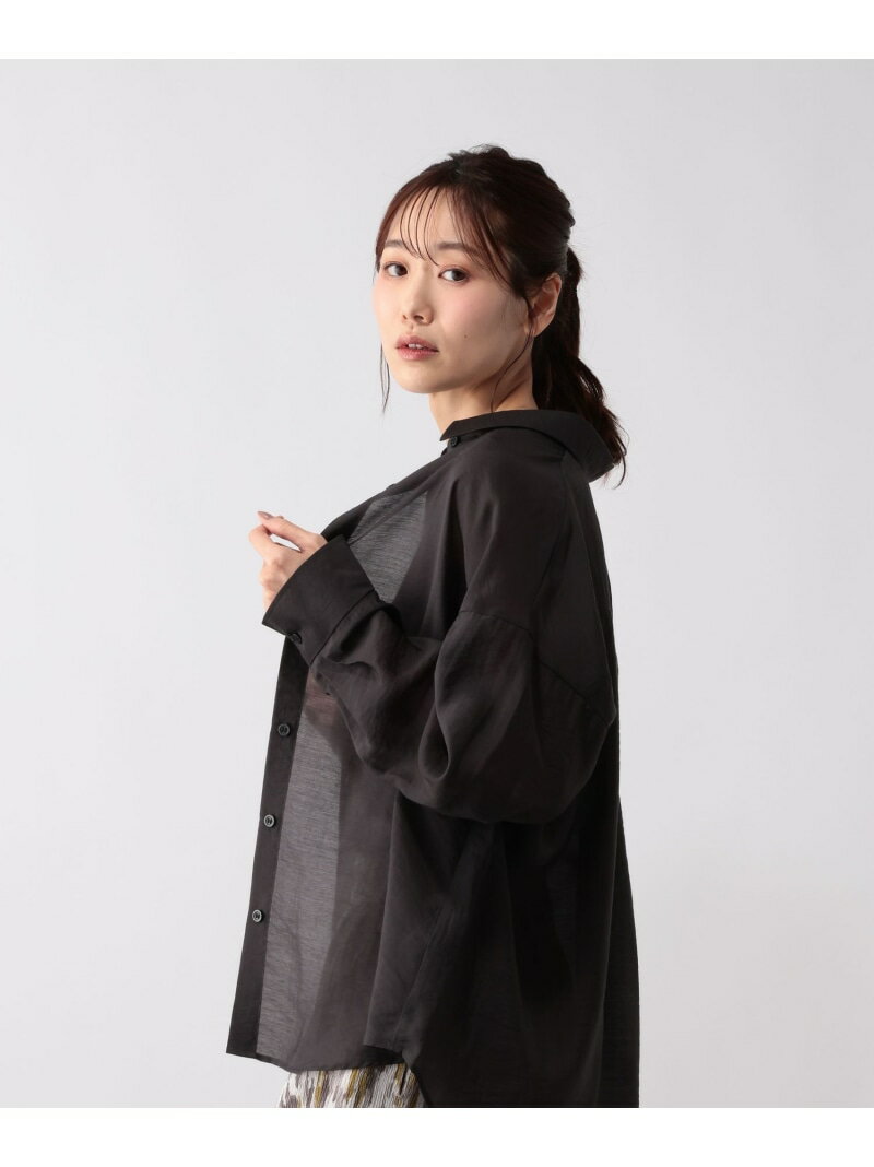 【SALE／20%OFF】シルキータッチシアーシャツ長袖/636668 GLOBAL WORK グローバルワーク トップス シャツ・ブラウス ブラック ホワイト イエロー ブラウン【RBA_E】[Rakuten Fashion] globalwork-10023261 GLOBAL WORK/グローバルワーク サンプル画像3