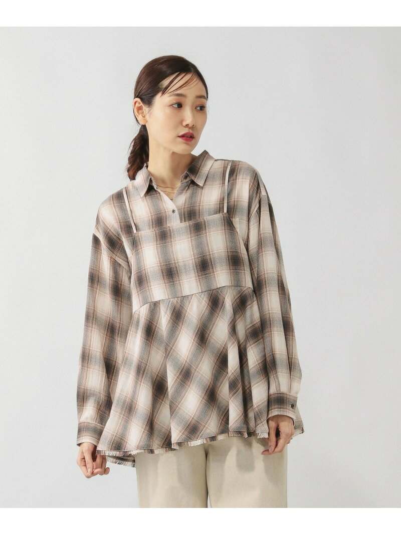 【SALE／50%OFF】フリンジチェックシャツ長袖/633899 GLOBAL WORK グローバルワーク トップス シャツ・ブラウス ブルー ブラウン ブラック【RBA_E】[Rakuten Fashion] globalwork-10022597 GLOBAL WORK/グローバルワーク サンプル画像2