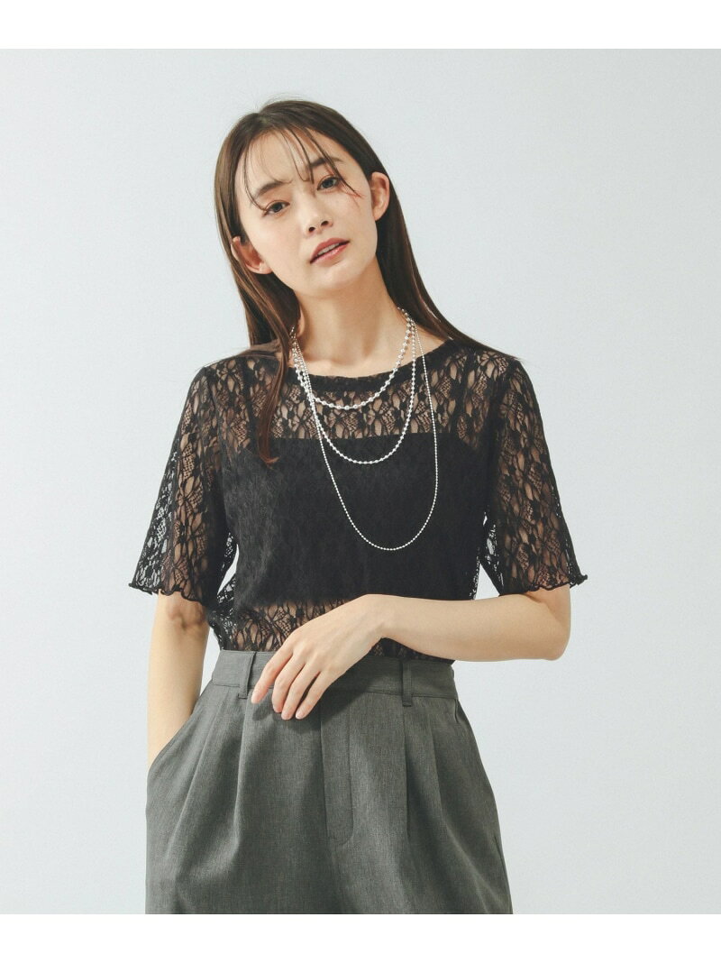 ストレッチ総レースプルオーバー半袖/647594 GLOBAL WORK グローバルワーク トップス カットソー・Tシャツ ホワイト ブルー ブラック【先行予約】*[Rakuten Fashion]