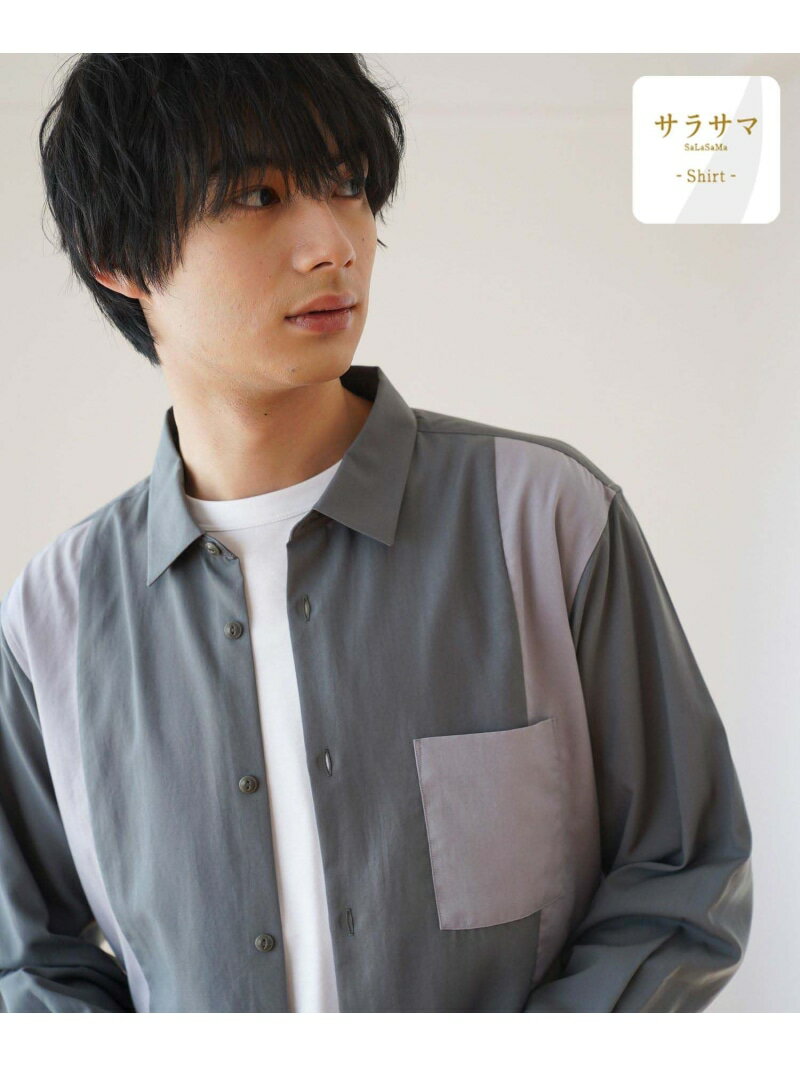 【SALE／50%OFF】サラサマ切り替えシャツ/長袖/234564 GLOBAL WORK グローバルワーク トップス シャツ・ブラウス ネイビー グレー ブラック【RBA_E】[Rakuten Fashion]のサムネイル