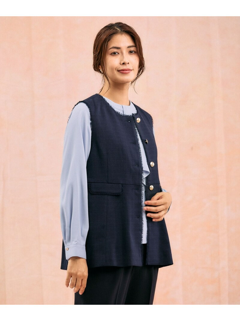 【SALE／50%OFF】ツイードペプラムジレ/591837 GLOBAL WORK グローバルワーク トップス ベスト・ジレ ネイビー【RBA_E】【送料無料】[Rakuten Fashion] globalwork-10022247 GLOBAL WORK/グローバルワーク サンプル画像2