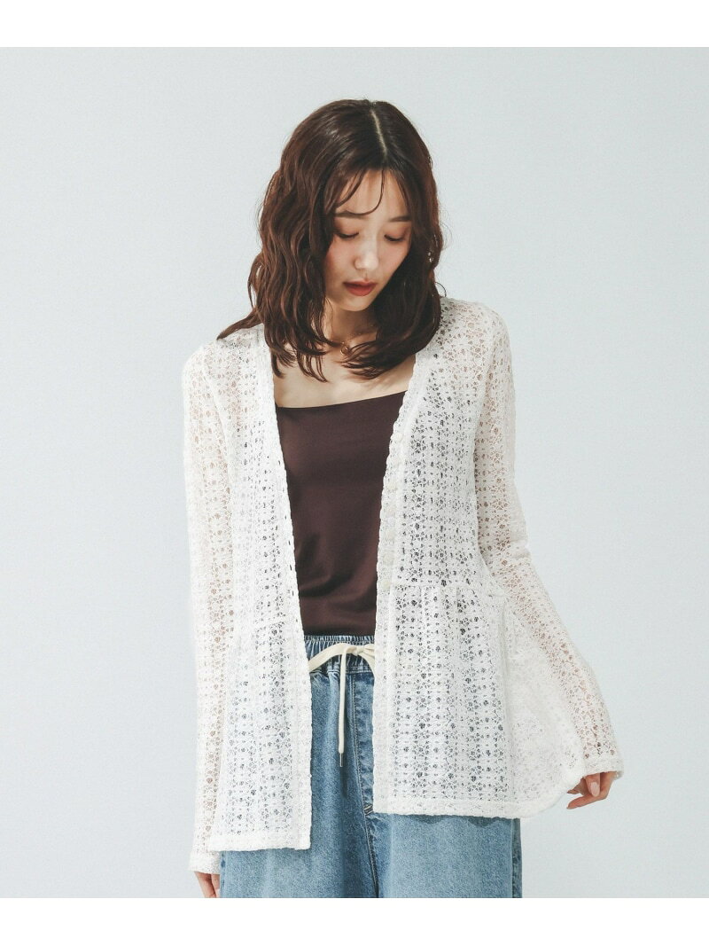 【SALE／40%OFF】シャーリングレースペプラム/1046552 GLOBAL WORK グローバルワーク トップス カーディガン ブラック ホワイト【RBA_E】[Rakuten Fashion] globalwork-10023861 GLOBAL WORK/グローバルワーク パッケージ画像