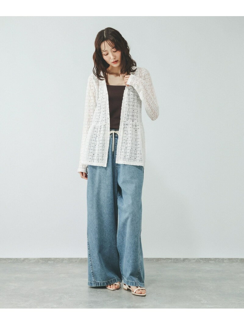 【SALE／40%OFF】シャーリングレースペプラム/1046552 GLOBAL WORK グローバルワーク トップス カーディガン ブラック ホワイト【RBA_E】[Rakuten Fashion] globalwork-10023861 GLOBAL WORK/グローバルワーク サンプル画像3