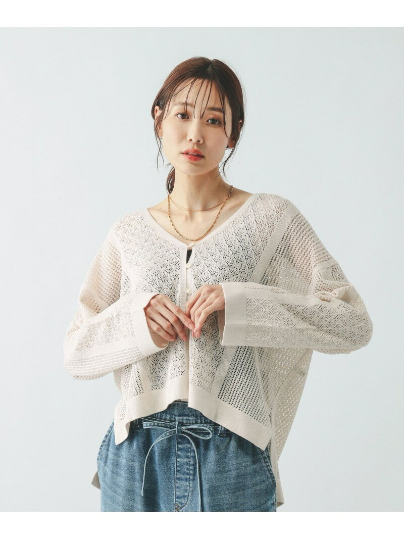【SALE／40%OFF】パネルレース編みVネックカーディガン/642713 GLOBAL WORK グローバルワーク トップス カーディガン ブラック ブラウン【RBA_E】[Rakuten Fashion] globalwork-10023225 GLOBAL WORK/グローバルワーク サンプル画像2