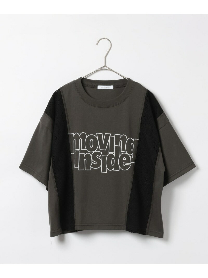 乐天商城 - レース切り替えプリントTシャツ/713233 GLOBAL WORK グローバルワーク トップス カットソー・Tシャツ ブラック【送料無料】[Rakuten Fashion]
