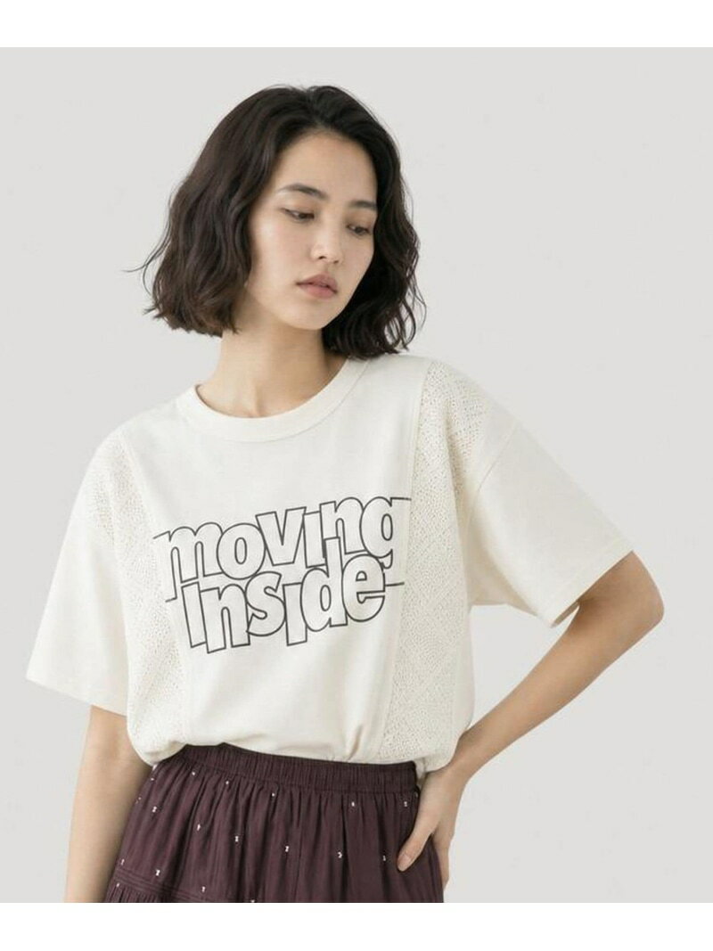 レース切り替えプリントTシャツ/713233 GLOBAL WORK グローバルワーク トップス カットソー・Tシャツ ホワイト ブラック【先行予約】*【送料無料】[Rakuten Fashion]