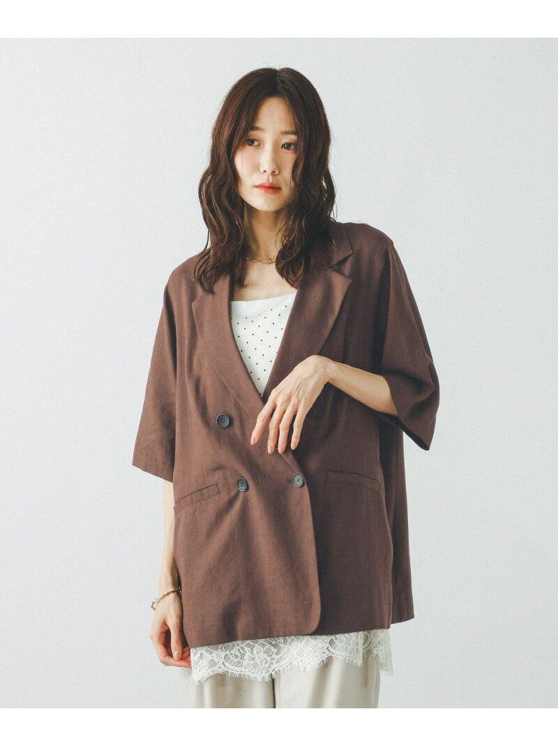 【SALE／40%OFF】リネンレーヨンダブルジャケット半袖/一部店舗限定/632434 GLOBAL WORK グローバルワーク ジャケット・アウター テーラードジャケット・ブレザー グレー ブラウン ベージュ【RBA_E】【送料無料】[Rakuten Fashion] globalwork-10023669 GLOBAL WORK/グローバルワーク サンプル画像3