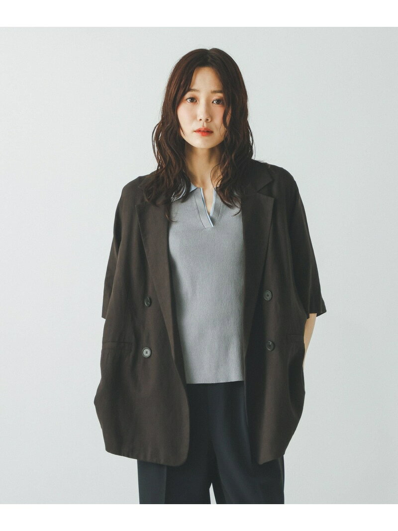 【SALE／40%OFF】リネンレーヨンダブルジャケット半袖/一部店舗限定/632434 GLOBAL WORK グローバルワーク ジャケット・アウター テーラードジャケット・ブレザー グレー ブラウン ベージュ【RBA_E】【送料無料】[Rakuten Fashion] globalwork-10023669 GLOBAL WORK/グローバルワーク サンプル画像2