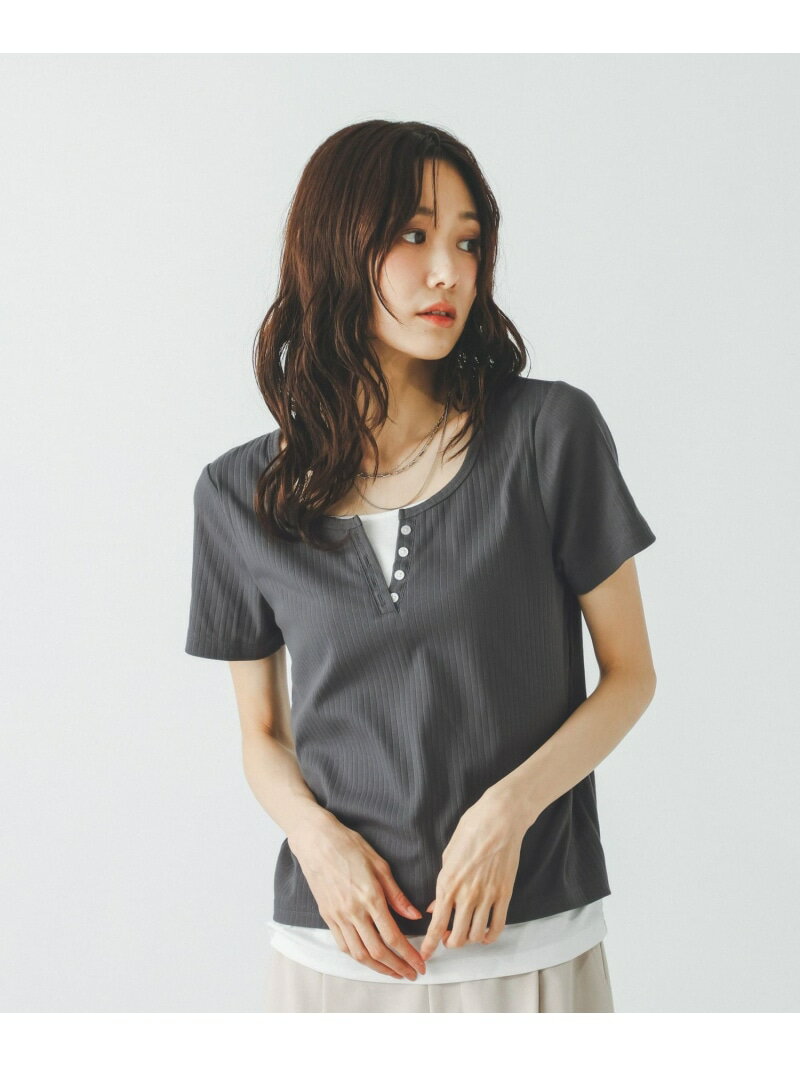 樂天商城 - フェイクレイヤードヘンリープルオーバー/802017 GLOBAL WORK グローバルワーク トップス カットソー・Tシャツ ブルー ホワイト グレー[Rakuten Fashion]