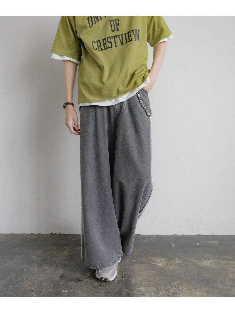 【SALE／50%OFF】フリンジヒンヤリデニム/AND YUA ANY/291946 GLOBAL WORK グローバルワーク パンツ ジーンズ・デニムパンツ ブルー グレー【RBA_E】[Rakuten Fashion]のサムネイル