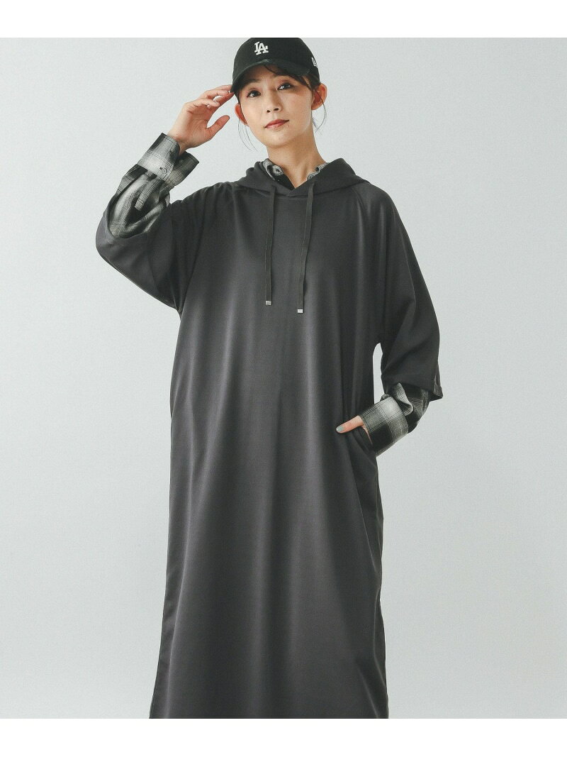 【SALE／30%OFF】乾きやすいパーカーワンピース七分袖/319777 GLOBAL WORK グローバルワーク ワンピース・ドレス ワンピース ブラック イエロー【RBA_E】【送料無料】[Rakuten Fashion] globalwork-10020721 GLOBAL WORK/グローバルワーク サンプル画像2