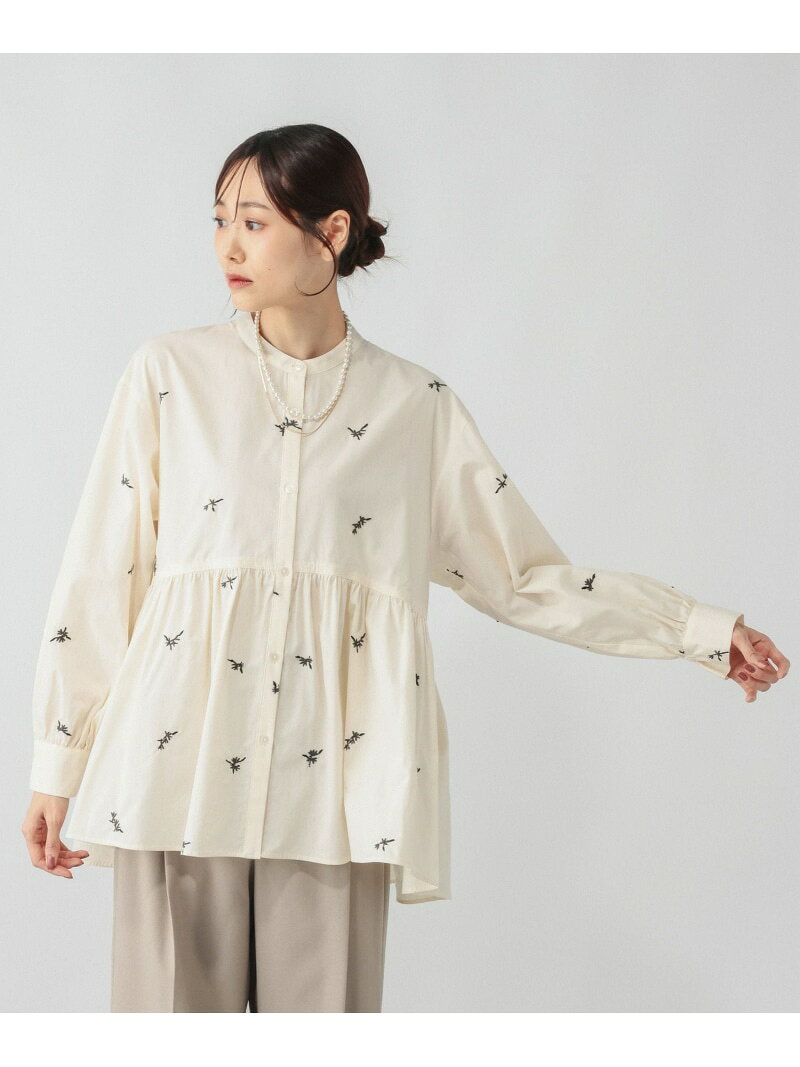 刺しゅうペプラムブラウス/1074245 GLOBAL WORK グローバルワーク トップス シャツ・ブラウス ブルー ベージュ【送料無料】[Rakuten Fashion] globalwork-10024274 GLOBAL WORK/グローバルワーク パッケージ画像