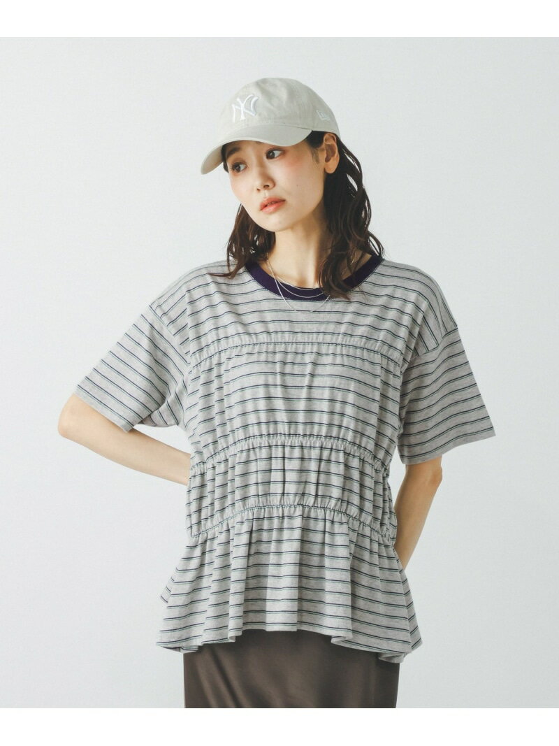 乐天商城 - シャーリングボーダーT/713265 GLOBAL WORK グローバルワーク トップス カットソー・Tシャツ グレー【先行予約】*【送料無料】[Rakuten Fashion]