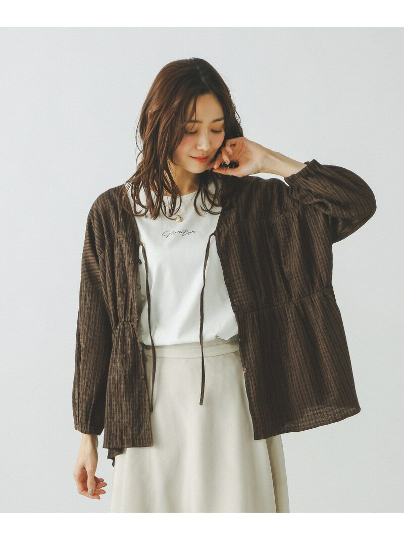【SALE／50%OFF】エアリーリラックスリボンカーディガンチェック/655858 GLOBAL WORK グローバルワーク トップス シャツ・ブラウス ブラウン【RBA_E】[Rakuten Fashion] globalwork-10023210 GLOBAL WORK/グローバルワーク サンプル画像3