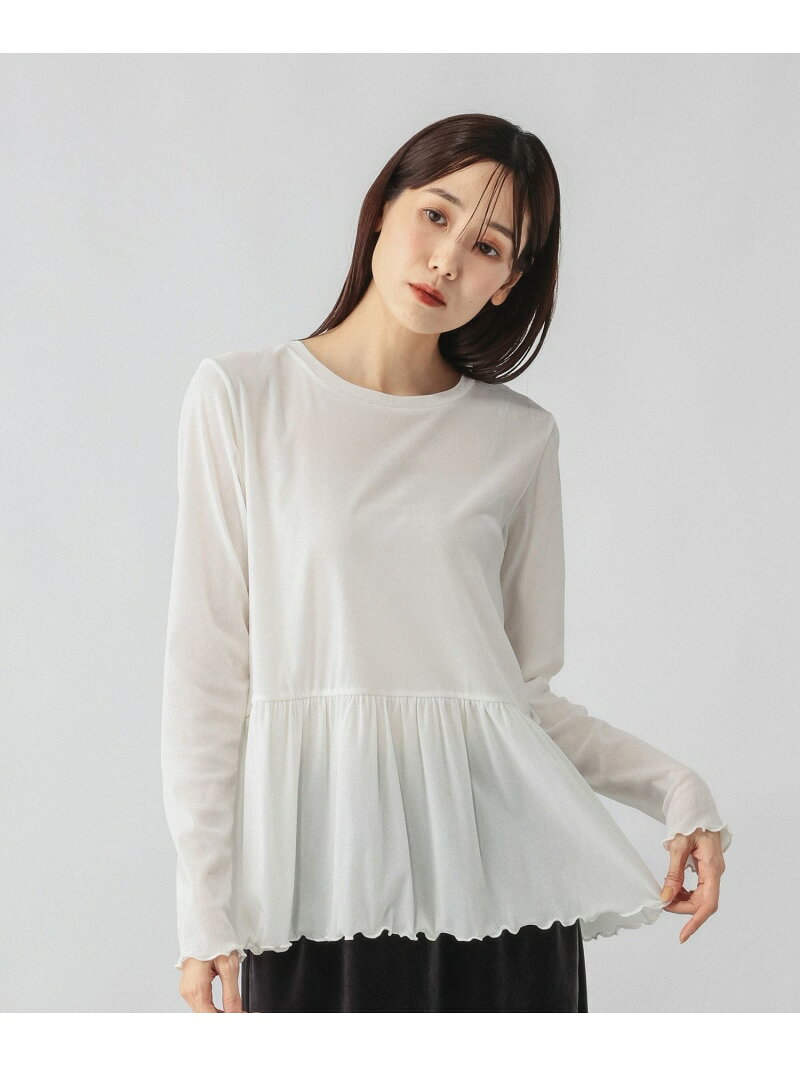 チュールフロッキーペプラム/一部店舗限定/1046121 GLOBAL WORK グローバルワーク トップス カットソー・Tシャツ ブラック ホワイト[Rakuten Fashion] globalwork-10024169 GLOBAL WORK/グローバルワーク サンプル画像2