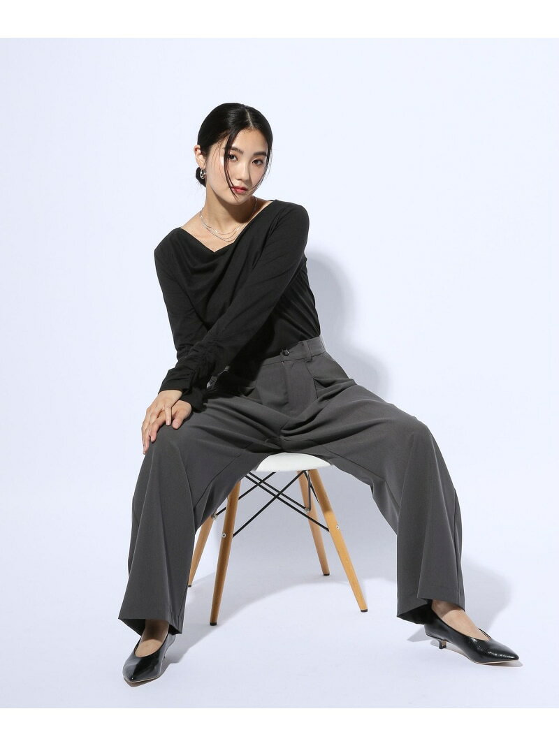 【SALE／20%OFF】ドレープトップス長袖/一部店舗限定/599665 GLOBAL WORK グローバルワーク トップス カットソー・Tシャツ ブラック グレー【RBA_E】[Rakuten Fashion] globalwork-10021833 GLOBAL WORK/グローバルワーク サンプル画像3