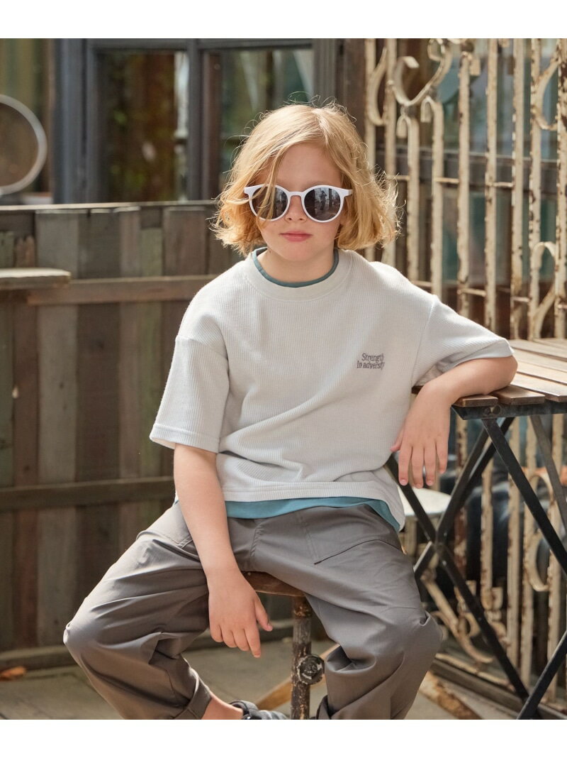 樂天商城 - ヘビロッTEEワッフル半袖T/キッズ/656381 GLOBAL WORK グローバルワーク トップス カットソー・Tシャツ ブルー グレー[Rakuten Fashion]