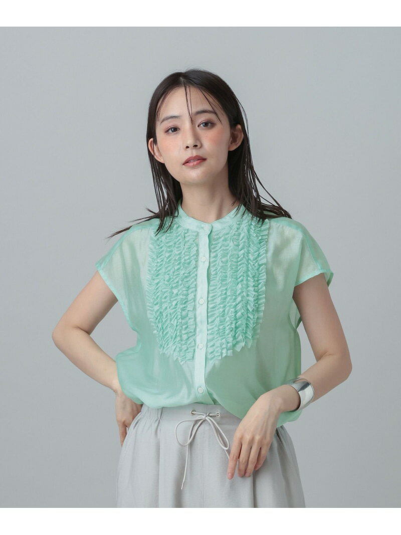 【SALE／40%OFF】MATINEE LINE/シアーフリルフレンチブラウス/678468 GLOBAL WORK グローバルワーク トップス シャツ・ブラウス ネイビー グリーン ベージュ【RBA_E】[Rakuten Fashion] globalwork-10023598 GLOBAL WORK/グローバルワーク サンプル画像3