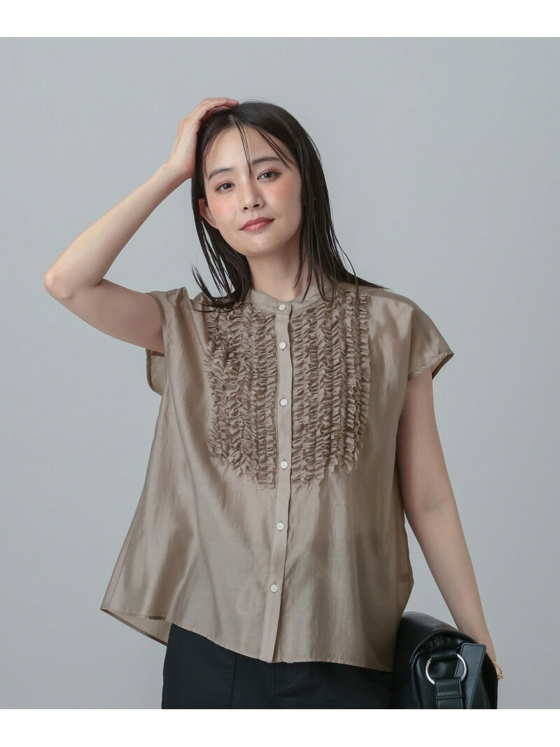 【SALE／40%OFF】MATINEE LINE/シアーフリルフレンチブラウス/678468 GLOBAL WORK グローバルワーク トップス シャツ・ブラウス ネイビー グリーン ベージュ【RBA_E】[Rakuten Fashion] globalwork-10023598 GLOBAL WORK/グローバルワーク サンプル画像2