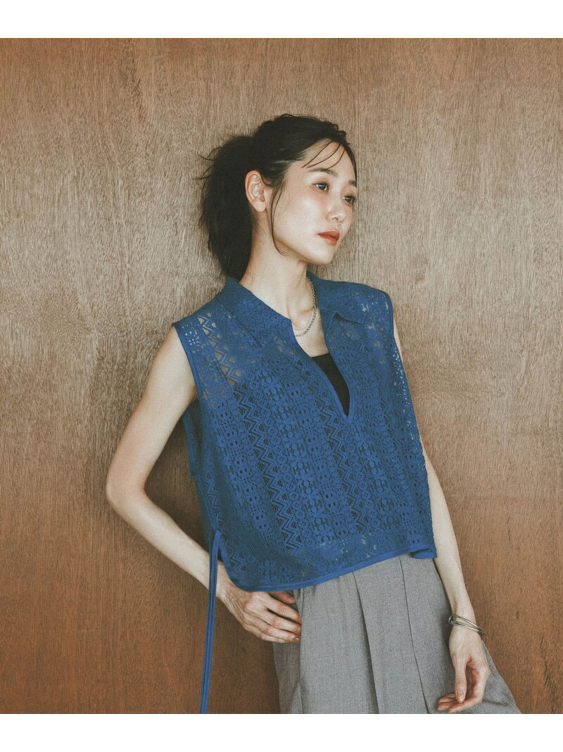 ラッセルレースベスト/680371 GLOBAL WORK グローバルワーク トップス ベスト・ジレ ブルー ブラック ホワイト[Rakuten Fashion] globalwork-10023639 GLOBAL WORK/グローバルワーク サンプル画像3