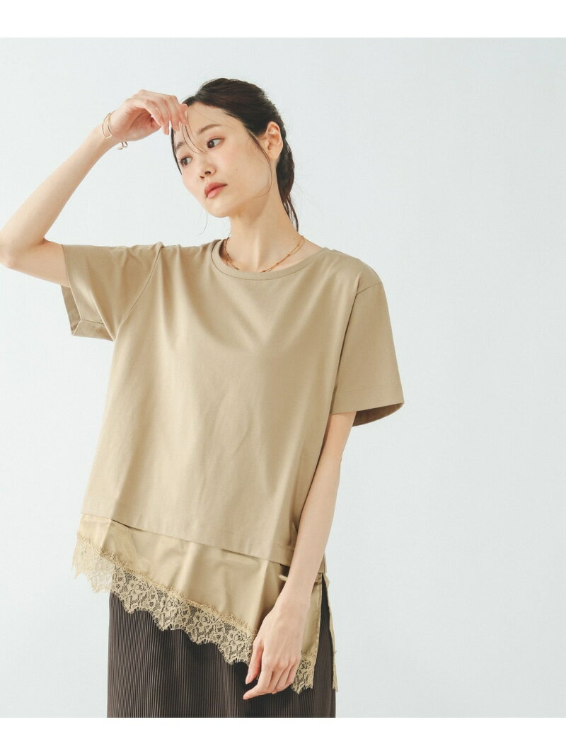 フェイクアシメヘムレースTシャツ/759899 GLOBAL WORK グローバルワーク トップス カットソー・Tシャツ ホワイト カーキグリーン ブラック【先行予約】*[Rakuten Fashion]