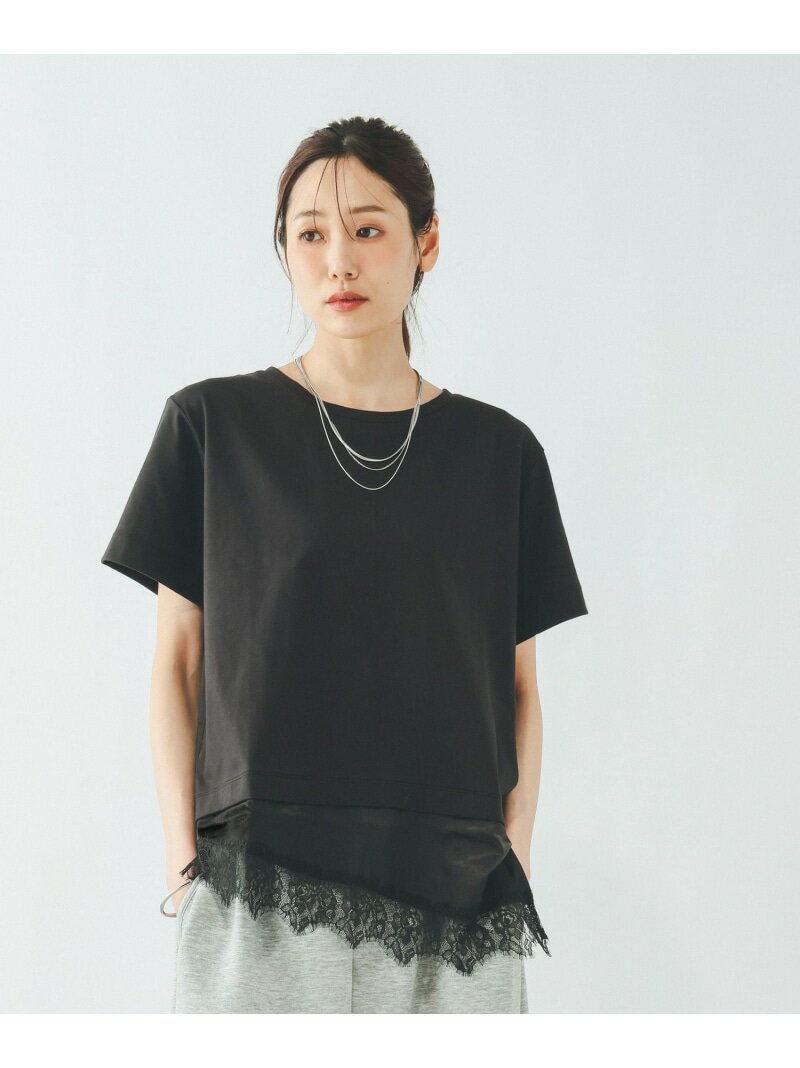 フェイクアシメヘムレースTシャツ/759899 GLOBAL WORK グローバルワーク トップス カットソー・Tシャツ ホワイト ベージュ ブラック[Rakuten Fashion] globalwork-10023640 GLOBAL WORK/グローバルワーク サンプル画像3