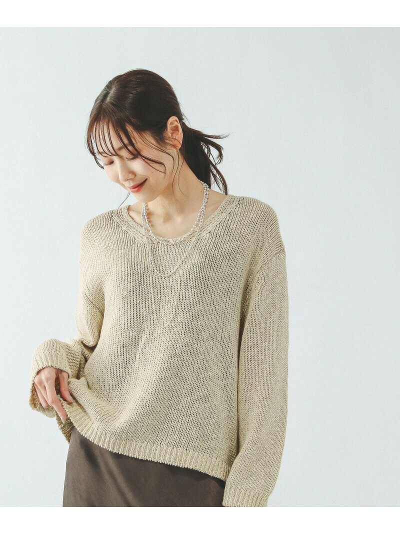 【SALE／60%OFF】リネンコットンMIXVネックプルオーバー長袖/636123 GLOBAL WORK グローバルワーク トップス ニット イエロー ベージュ ブラウン グレー【RBA_E】[Rakuten Fashion] globalwork-10022956 GLOBAL WORK/グローバルワーク サンプル画像2
