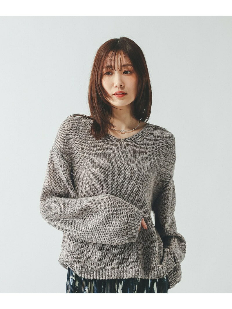 【SALE／60%OFF】リネンコットンMIXVネックプルオーバー長袖/636123 GLOBAL WORK グローバルワーク トップス ニット イエロー ベージュ ブラウン グレー【RBA_E】[Rakuten Fashion] globalwork-10022956 GLOBAL WORK/グローバルワーク サンプル画像3