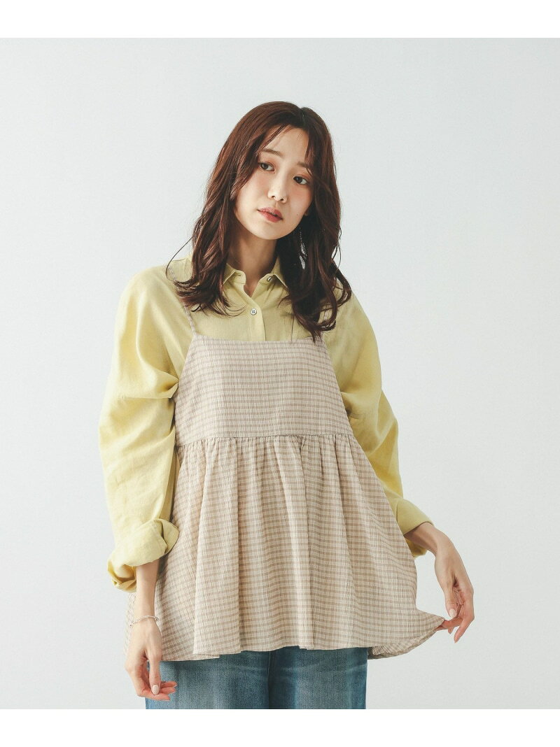 【SALE／52%OFF】エアリーリラックスチェックビスチェ/665489 GLOBAL WORK グローバルワーク トップス キャミソール ブラウン【RBA_E】[Rakuten Fashion] globalwork-10023534 GLOBAL WORK/グローバルワーク サンプル画像2