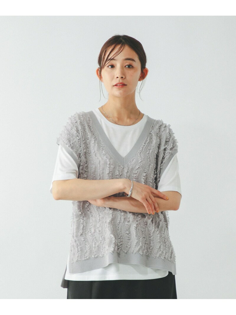 【SALE／50%OFF】シアーフリンジベスト*半袖T/492462 GLOBAL WORK グローバルワーク トップス カットソー・Tシャツ ホワイト ブラック【RBA_E】[Rakuten Fashion] globalwork-10021217 GLOBAL WORK/グローバルワーク サンプル画像3
