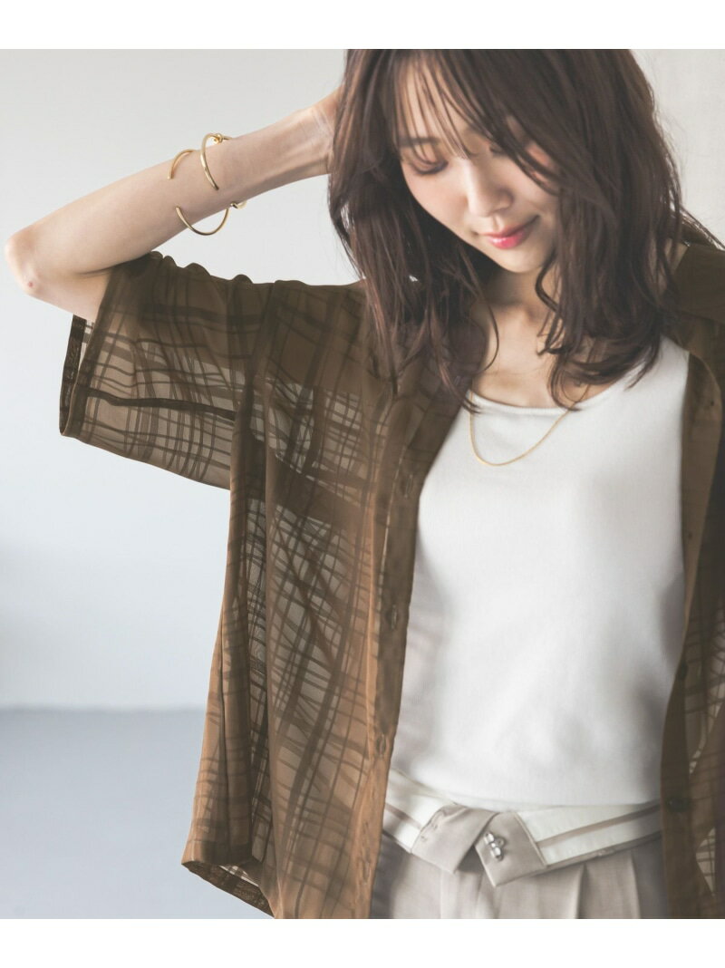 【SALE／30%OFF】アソート柄シアーシャツ半袖/494143 GLOBAL WORK グローバルワーク トップス シャツ・ブラウス ブラウン ブラック【RBA_E】[Rakuten Fashion]のサムネイル