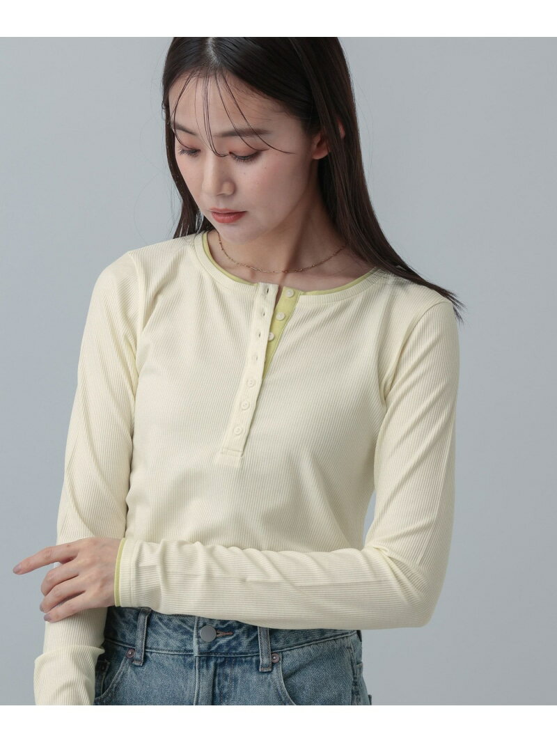 樂天商城 - MATINEE LINE/配色リブヘンリー長袖/658130 GLOBAL WORK グローバルワーク トップス カットソー・Tシャツ ホワイト ブルー ピンク【送料無料】[Rakuten Fashion]