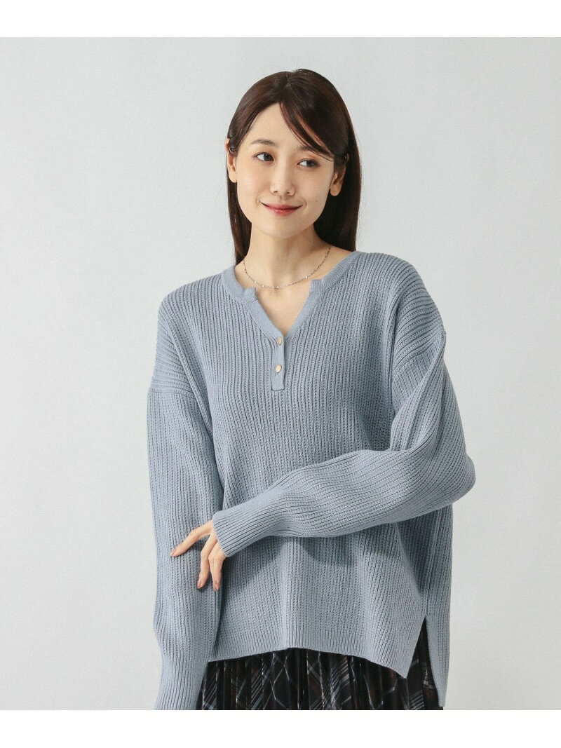 【SALE／52%OFF】毛玉になりにくいキーネック/579675 GLOBAL WORK グローバルワーク トップス ニット ネイビー【RBA_E】[Rakuten Fashion] globalwork-10022228 GLOBAL WORK/グローバルワーク サンプル画像3