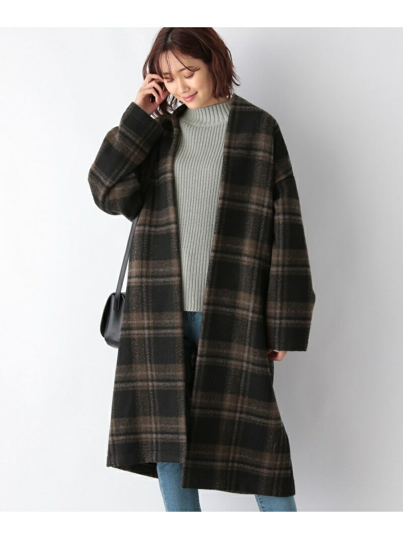 【SALE／30%OFF】(W)チェックキナガシコート GLOBAL WORK グローバルワーク コート/ジャケット ロングコート ブラック ブラウン【RBA_E】【送料無料】[Rakuten Fashion]