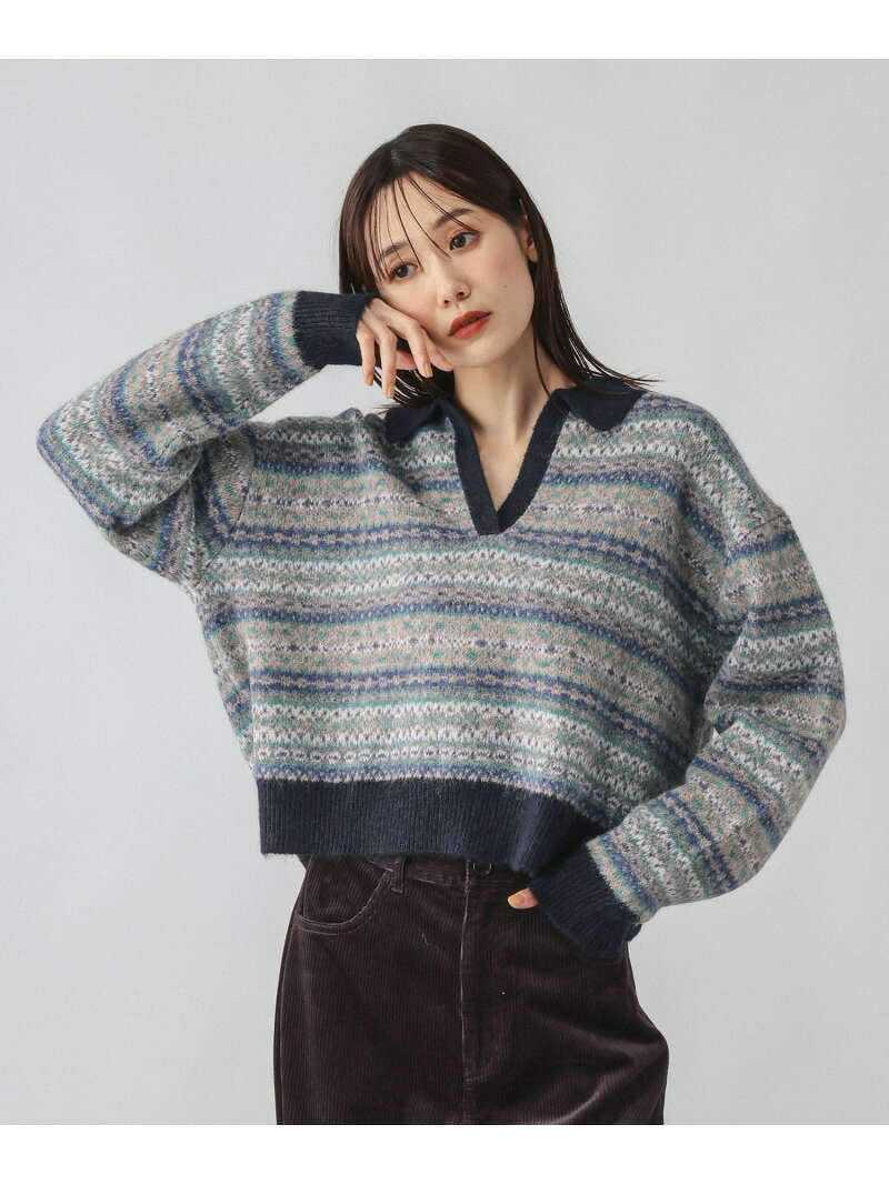 フェアアイル柄スキッパー/759306 GLOBAL WORK グローバルワーク トップス ニット ブルー オレンジ【先行予約】*【送料無料】[Rakuten Fashion] globalwork-10024307 GLOBAL WORK/グローバルワーク サンプル画像2