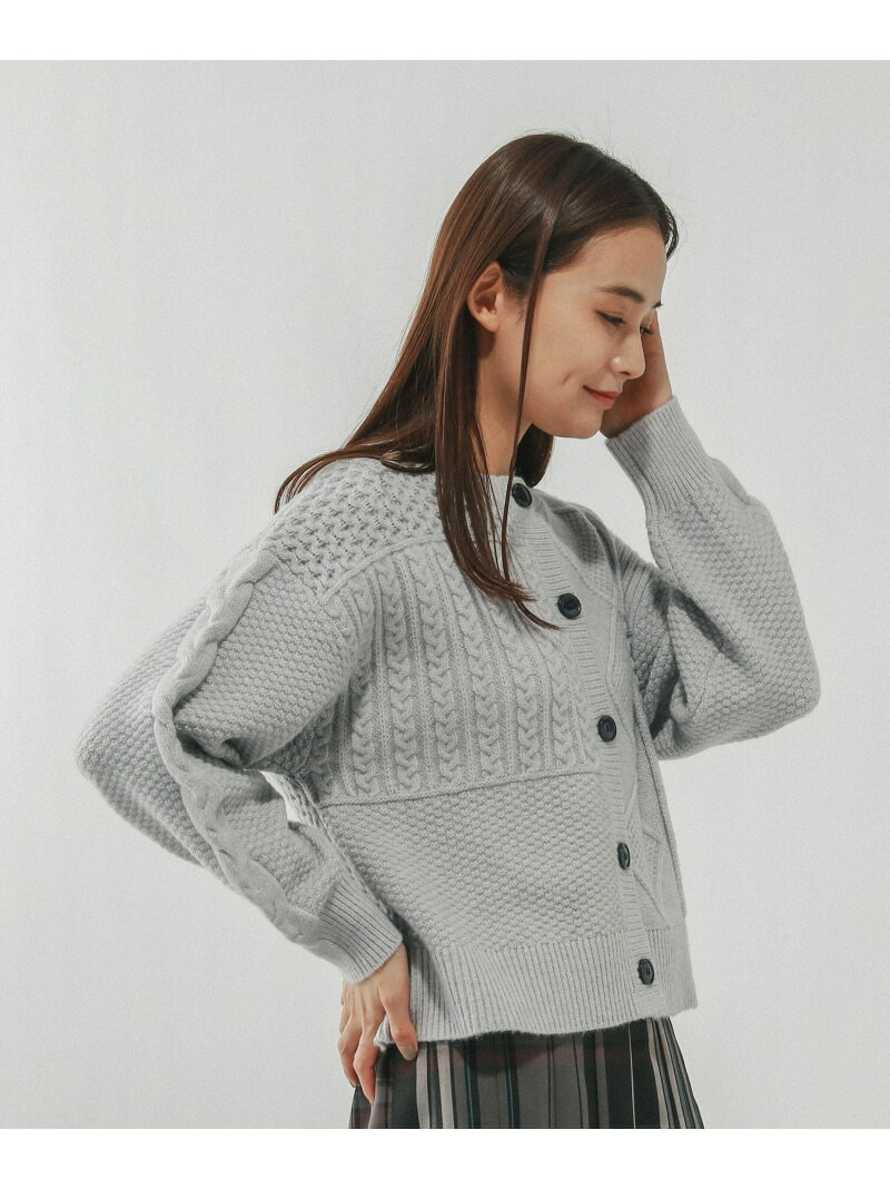 【SALE／40%OFF】パッチワーク風ケーブルカーディガン/608406 GLOBAL WORK グローバルワーク トップス カーディガン レッド グレー ネイビー【RBA_E】[Rakuten Fashion] globalwork-10022401 GLOBAL WORK/グローバルワーク サンプル画像2