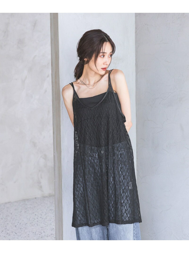 総レースキャミチュニック/796972 GLOBAL WORK グローバルワーク トップス その他のトップス ブラック ホワイト[Rakuten Fashion] globalwork-10023646 GLOBAL WORK/グローバルワーク パッケージ画像