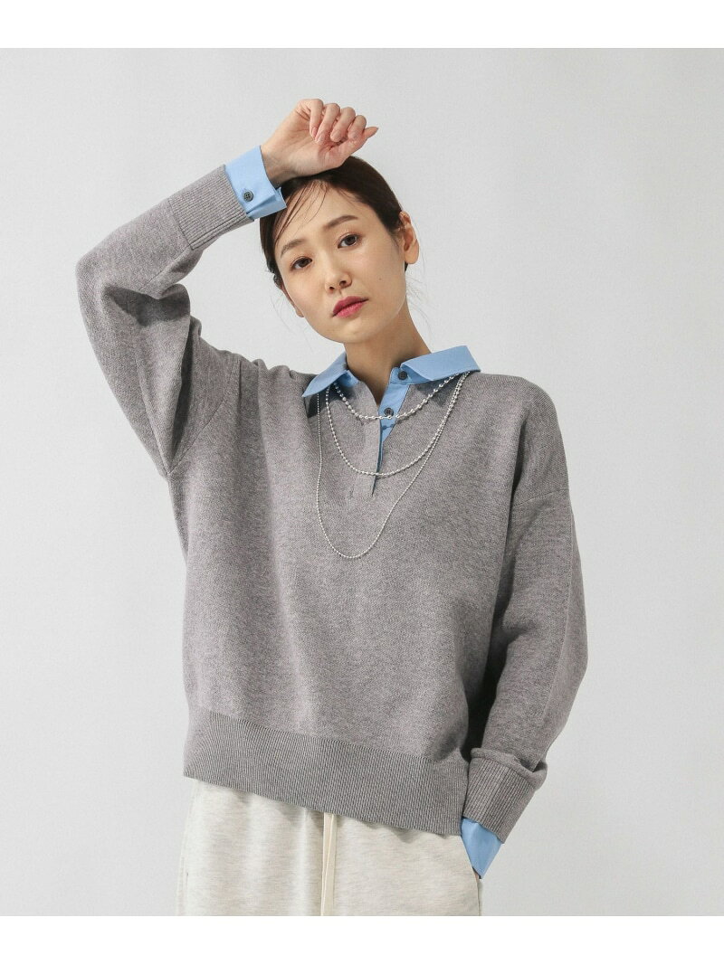 【SALE／20%OFF】シャツカラードッキングニット/640405 GLOBAL WORK グローバルワーク トップス ニット ホワイト ブルー【RBA_E】【送料無料】[Rakuten Fashion] globalwork-10022653 GLOBAL WORK/グローバルワーク サンプル画像2