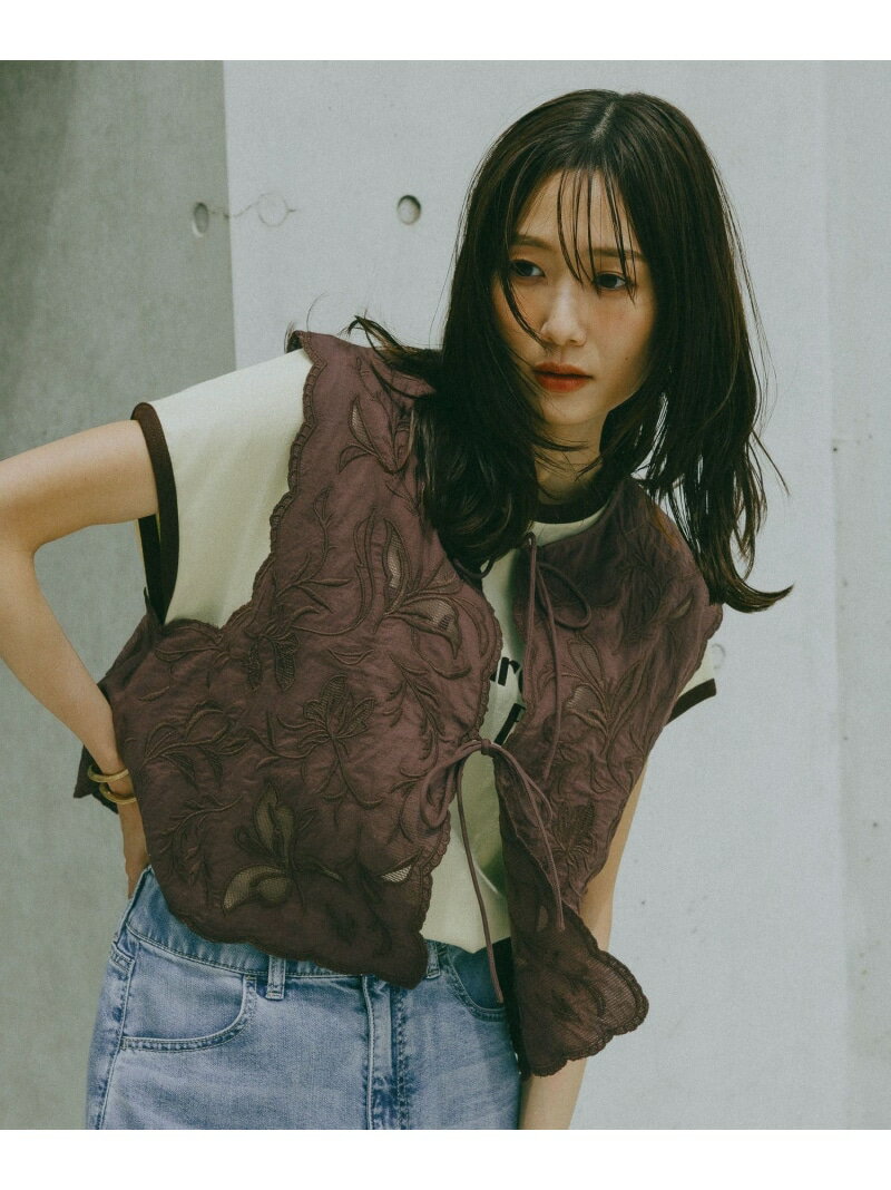 meets India/刺繍レースベスト/601191 GLOBAL WORK グローバルワーク トップス シャツ・ブラウス ホワイト ブラック ブラウン【送料無料】[Rakuten Fashion]