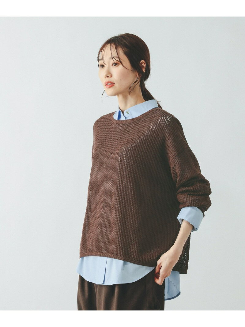 【SALE／68%OFF】透けにくいメッシュニットプルオーバー/642926 GLOBAL WORK グローバルワーク トップス ニット グリーン ブルー ブラウン【RBA_E】[Rakuten Fashion] globalwork-10023066 GLOBAL WORK/グローバルワーク サンプル画像3
